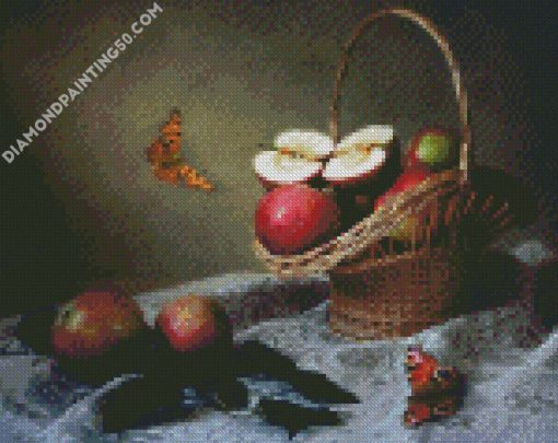 Apples And Butterflies Still Life diamond painting