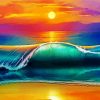 Beach And Waves Sunset Art Diamond Painting