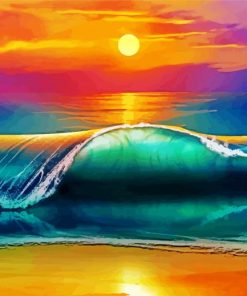 Beach And Waves Sunset Art Diamond Painting