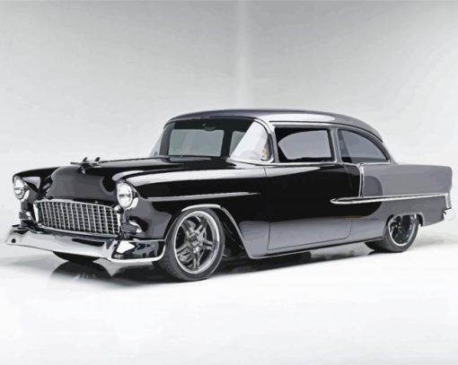 Black 1955 Chevy Bel Air diamond painting