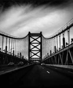 Black And White Benjamin Franklin Bridge Diamond Painting