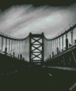 Black And White Benjamin Franklin Bridge Diamond Painting