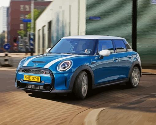 Blue Mini Cooper diamond painting