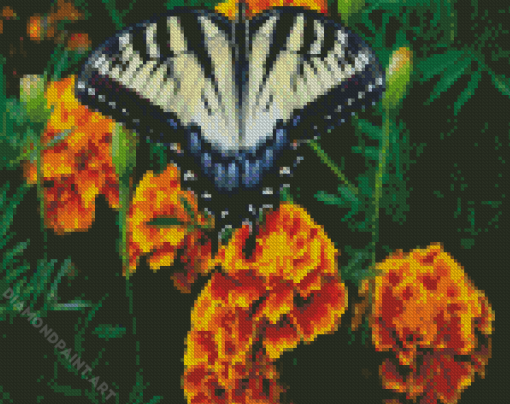 Butterfly Marigolds Diamond Painting