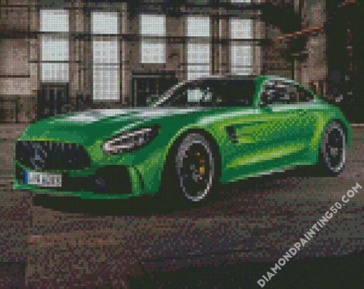 Green Mercedes Amg Gt Car diamond painting