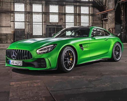 Green Mercedes Amg Gt Car diamond painting