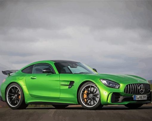 Green Mercedes Amg Gt diamond painting