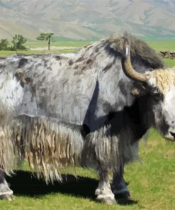 Grey Domestic Yak Diamond Painting