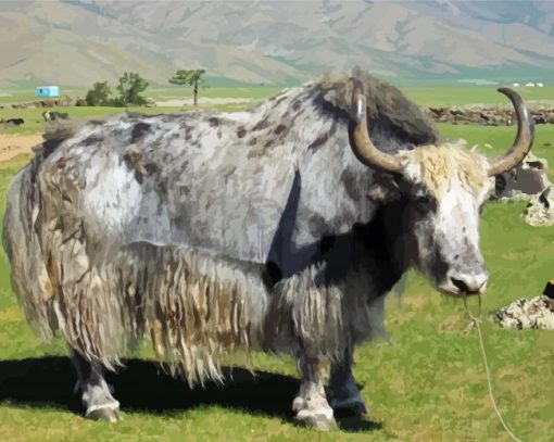 Grey Domestic Yak Diamond Painting