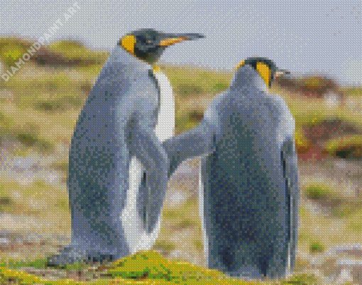 Grey Penquin Couple Diamond Painting