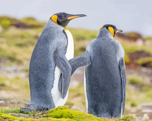 Grey Penquin Couple Diamond Painting