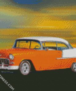 Orange 1955 Chevy Bel Air diamond painting