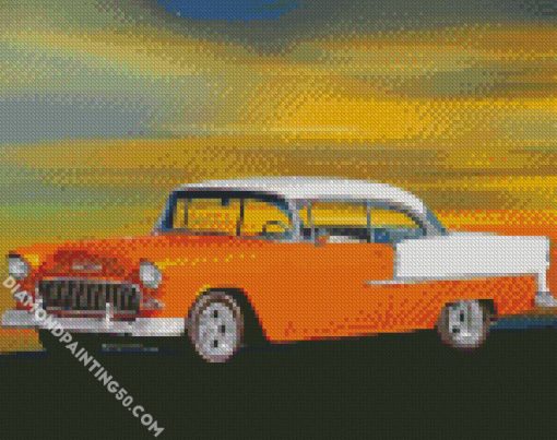 Orange 1955 Chevy Bel Air diamond painting