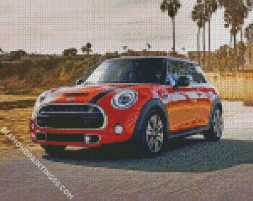 Orange Mini Cooper diamond painting