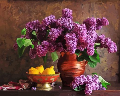 Purple Flowers Still Life diamond painting