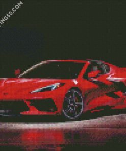 Red Chevrolet Corvette C8 diamond painting