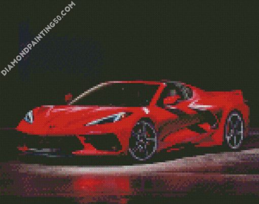 Red Chevrolet Corvette C8 diamond painting