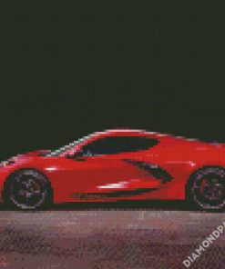 Red Chevrolet Corvette C8 Car diamond painting