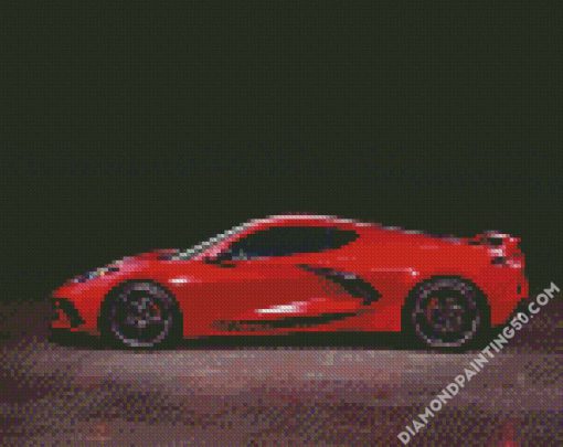 Red Chevrolet Corvette C8 Car diamond painting