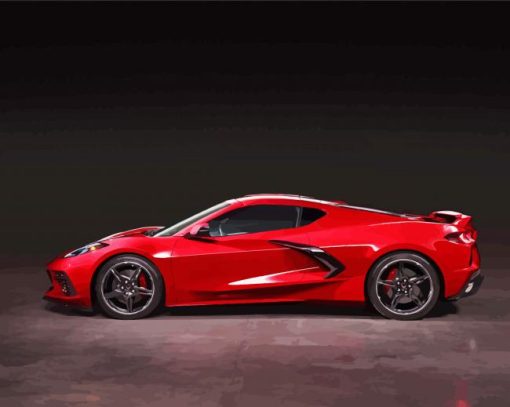 Red Chevrolet Corvette C8 Car diamond painting