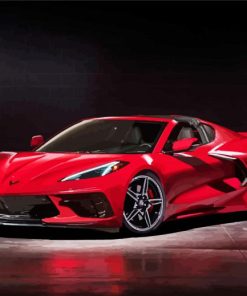 Red Chevrolet Corvette C8 diamond painting