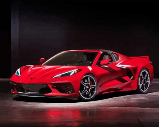 Red Chevrolet Corvette C8 diamond painting