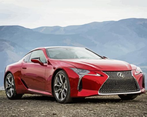 Red Lexus LC Car diamond painting