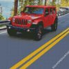 Red Jeep diamond painting