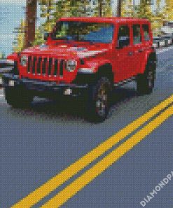 Red Jeep diamond painting