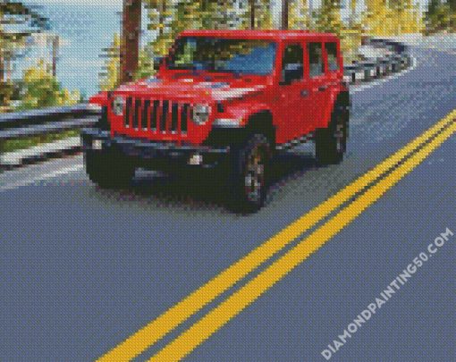 Red Jeep diamond painting