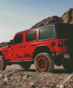 Red Jeep Car diamond painting