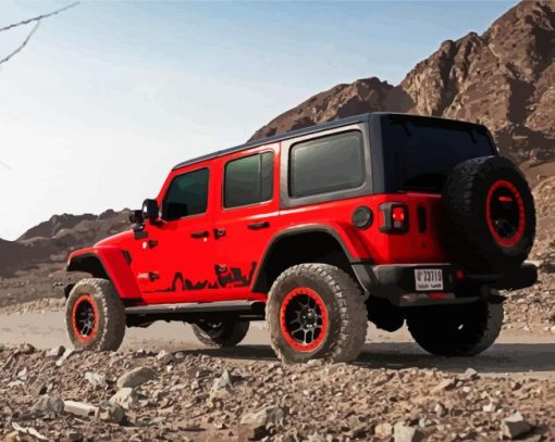 Red Jeep Car diamond painting