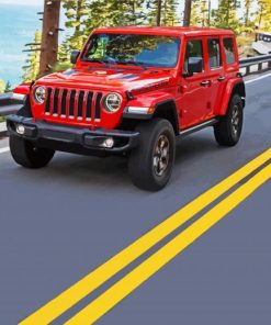 Red Jeep diamond painting