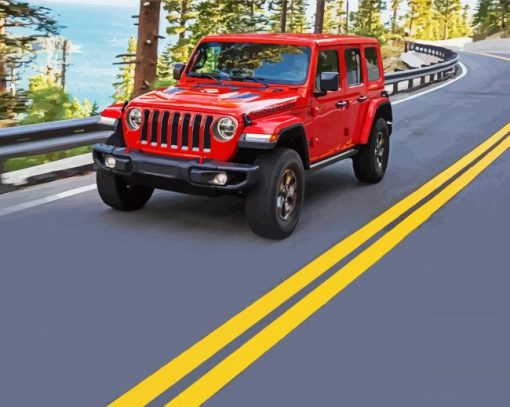 Red Jeep diamond painting