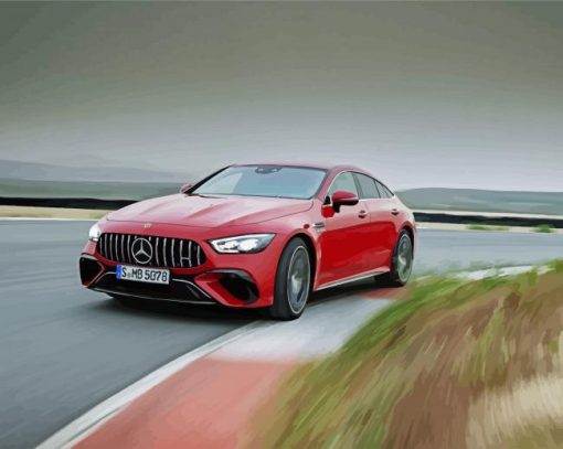 Red Mercedes Amg Gt diamond painting