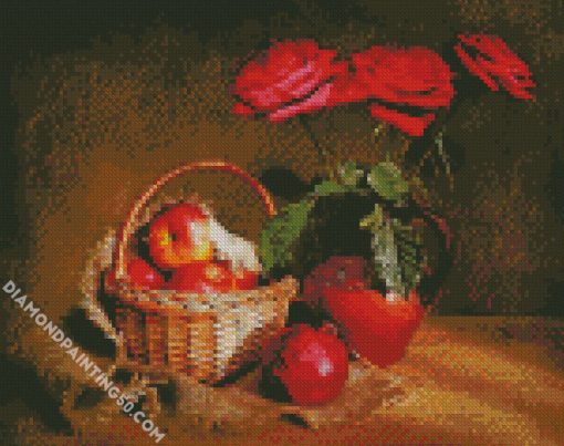 Red Roses And Fruit diamond painting