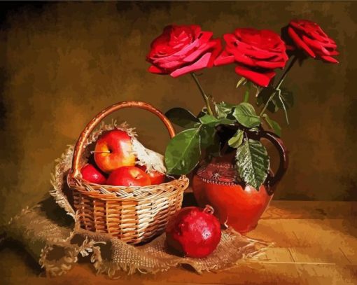 Red Roses And Fruit diamond painting