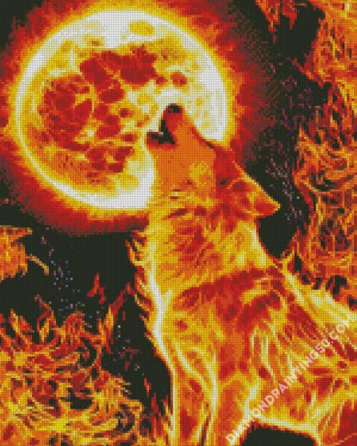 Fire Wolf diamond painting