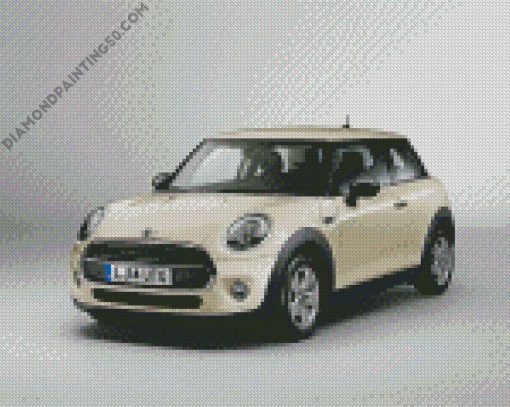 White Minicooper diamond painting