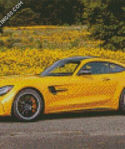 Yellow Mercedes Amg Gt diamond painting