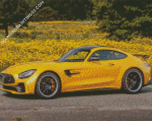 Yellow Mercedes Amg Gt diamond painting