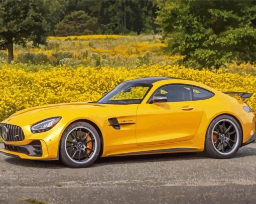 Yellow Mercedes Amg Gt diamond painting