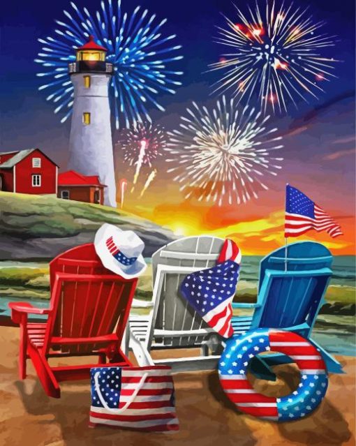 4th Of July Celebration By Sea Diamond Painting