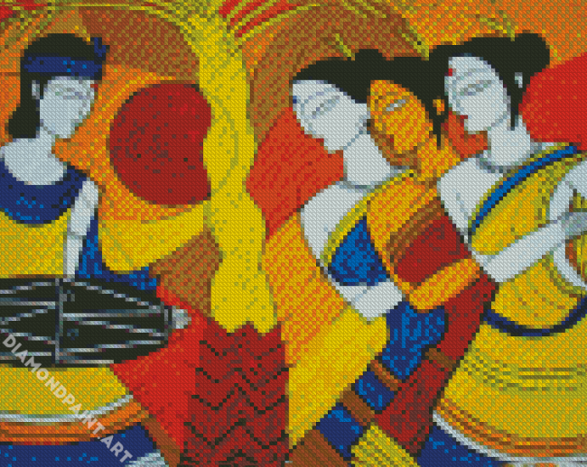 Abstract Indian Women Dancing Diamond Painting