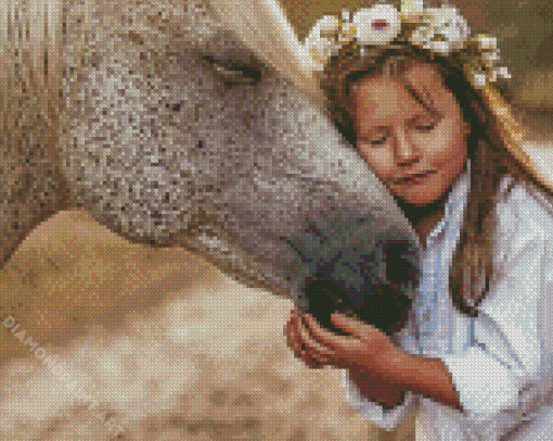 Beautiful Little Girl With Horse Diamond Painting