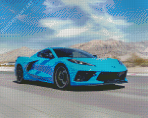 Blue Chevrolet Corvette Stingray Diamond Painting