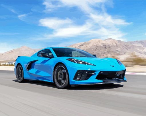 Blue Chevrolet Corvette Stingray Diamond Painting