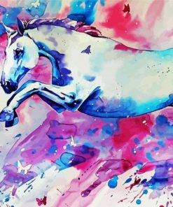 Blue Pink Horse Diamond Painting