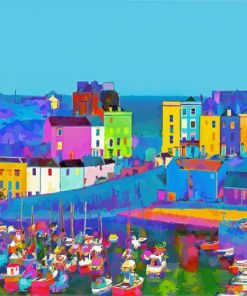 Colorful Tenby Harbour Diamond Painting