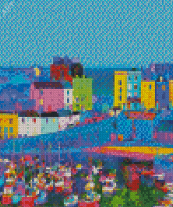 Colorful Tenby Harbour Diamond Painting